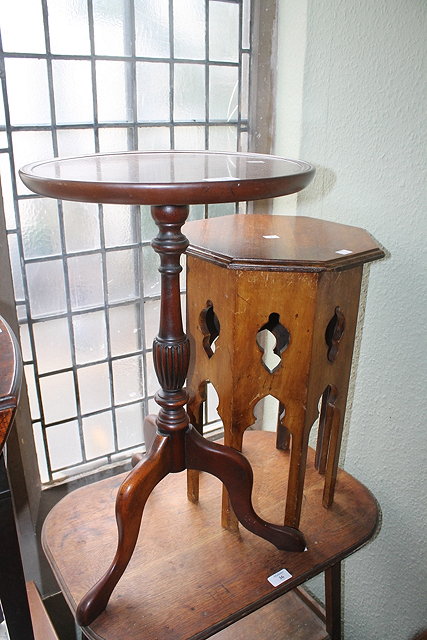 Appraisal: A MAHOGANY MOORISH STYLE OCTAGONAL OCCASIONAL TABLE and a reproduction