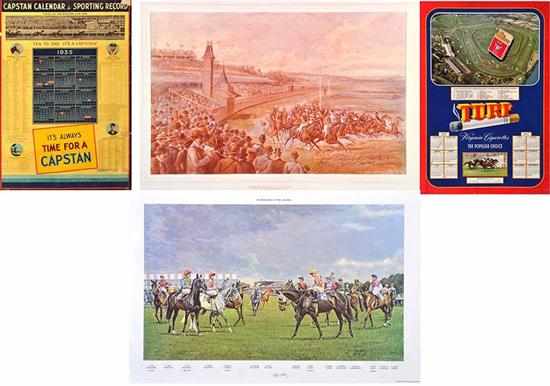 Appraisal: FOUR IMAGES RELATING TO HORSE RACING one of Herbert Woodhouse's