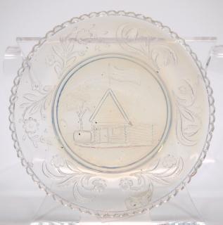 Appraisal: Lacy glass Log Cabin cup plate A mid th century