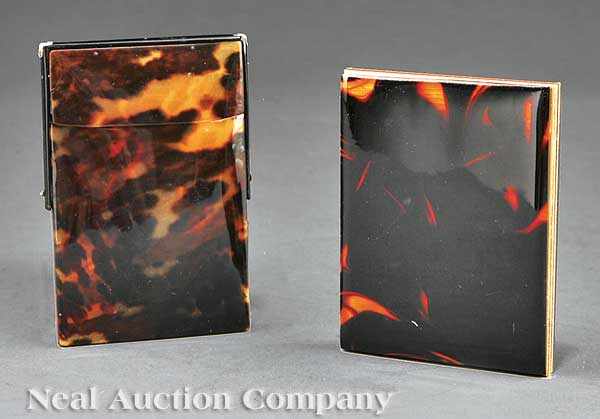 Appraisal: An Antique Tortoiseshell Card Case probably Continental c together with