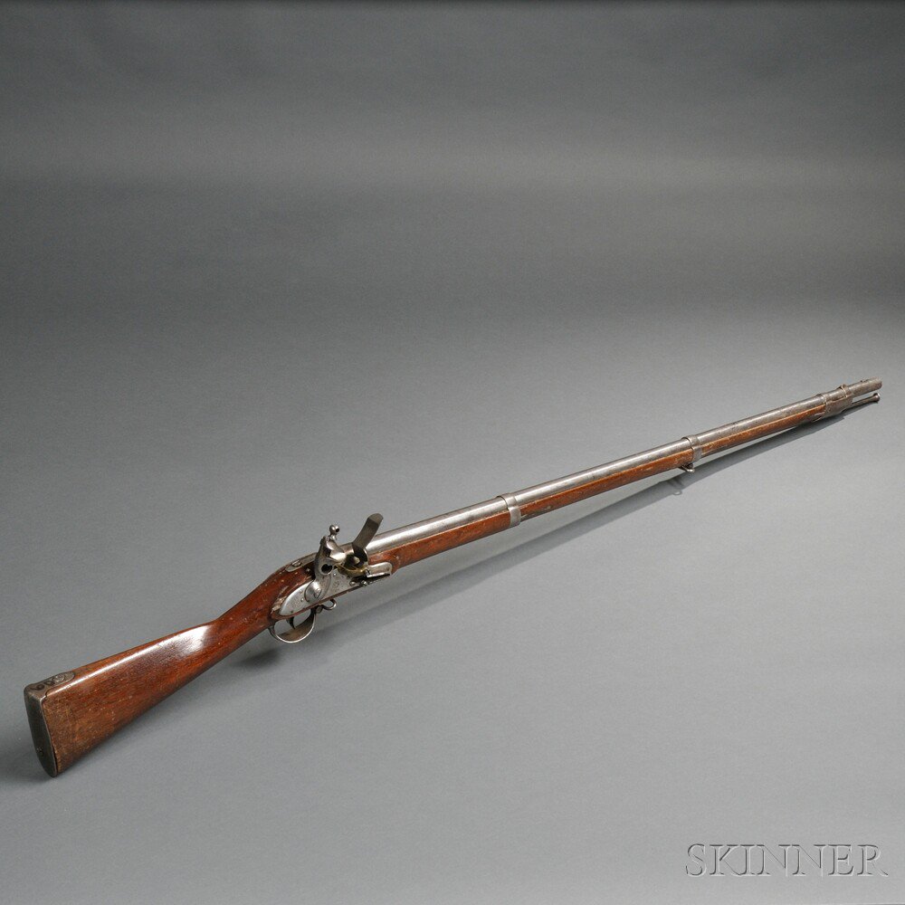 Appraisal: Model Flintlock Musket c walnut stock with a cartouche on