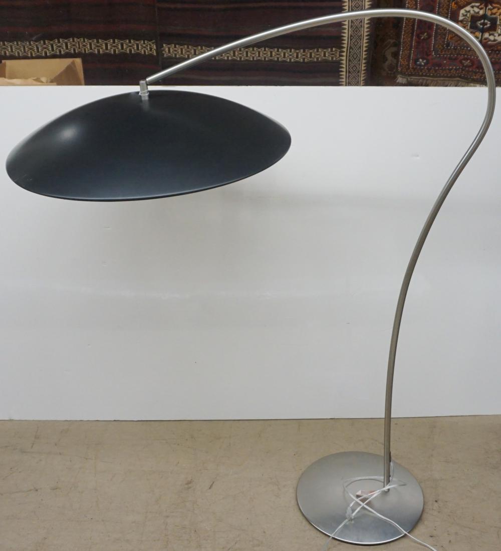 Appraisal: Modern Nickel Plated and Black Enamel Arc-Style Floor Lamp Height