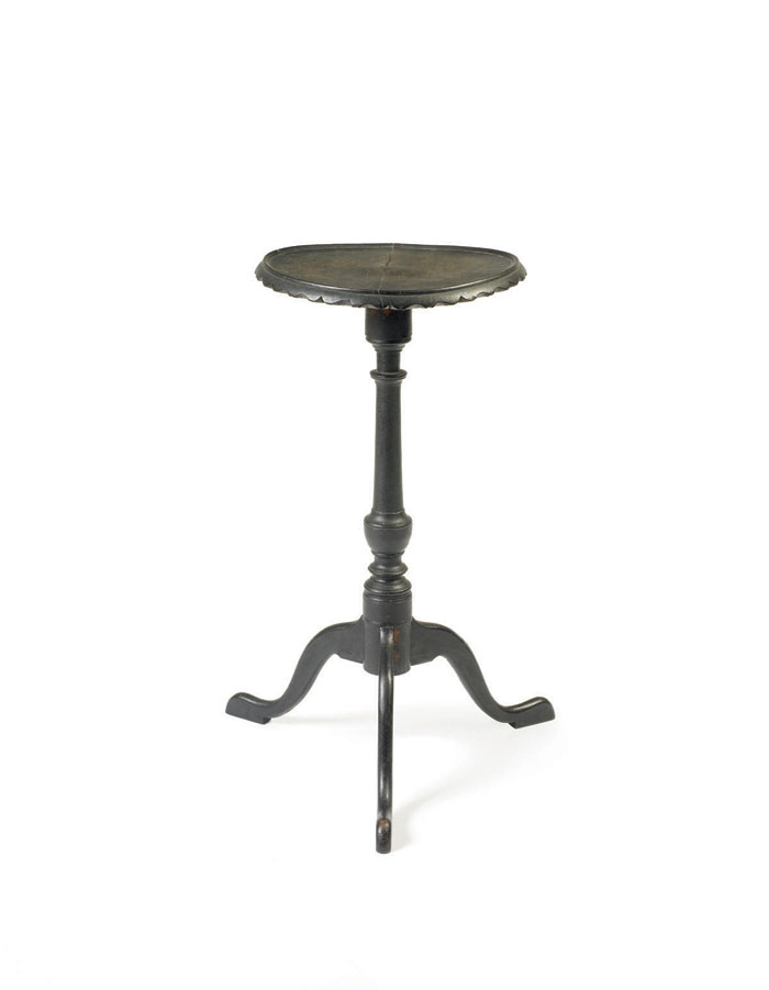 Appraisal: RARE CONNECTICUT QUEEN ANNE CHERRY CANDLESTAND WITH UNUSUAL SCALLOPED PIE-CRUST