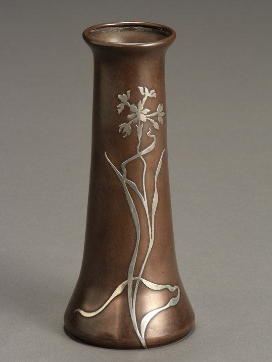 Appraisal: Heintz Sterling-on-Bronze Vase First Quarter th Century Having a tapering