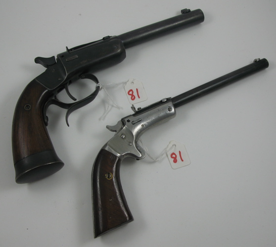 Appraisal: LOT OF TWO STEVENS SINGLE SHOT PISTOLS model half round