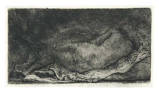 Appraisal: REMBRANDT VAN RIJN Negress Lying Down Etching drypoint and engraving