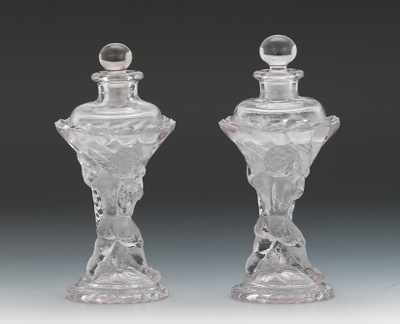 Appraisal: A Pair of Figural Molded Glass Perfume Bottles In the