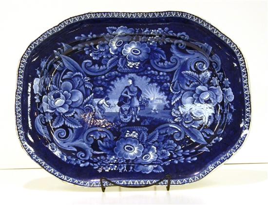 Appraisal: Staffordshire dark-blue transfer-ware platter ''Peace and Plenty'' by Clews ''