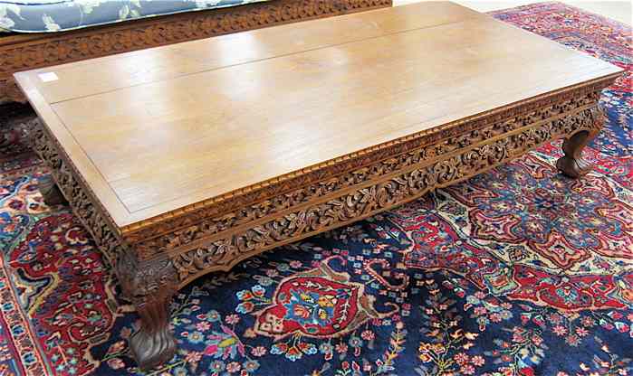 Appraisal: CARVED TEAK COFFEE TABLE Thailand or India th century of