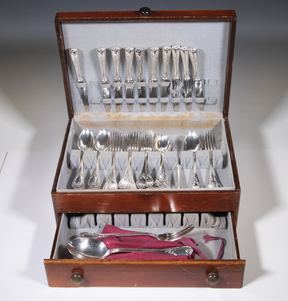 Appraisal: CASED CHRISTOFLE MARLY PATTERN SILVER-PLATE FLATWARE Pieces of French Silver-Plate