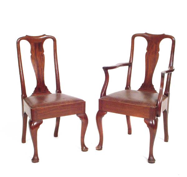 Appraisal: A set of eight George I style mahogany dining chairs