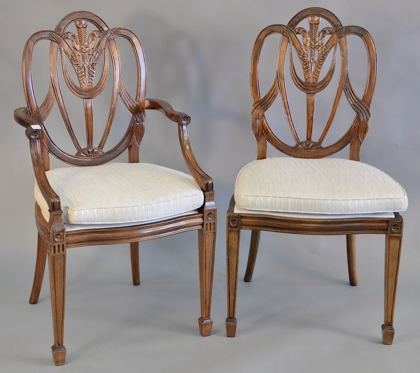 Appraisal: Set of twelve Federal mahogany style dining chairs with plaque