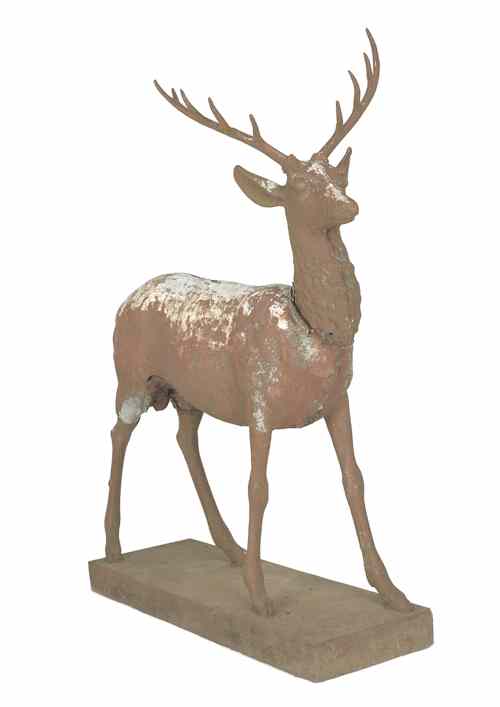 Appraisal: Cast iron stag lawn ornament th c probably Fiske h