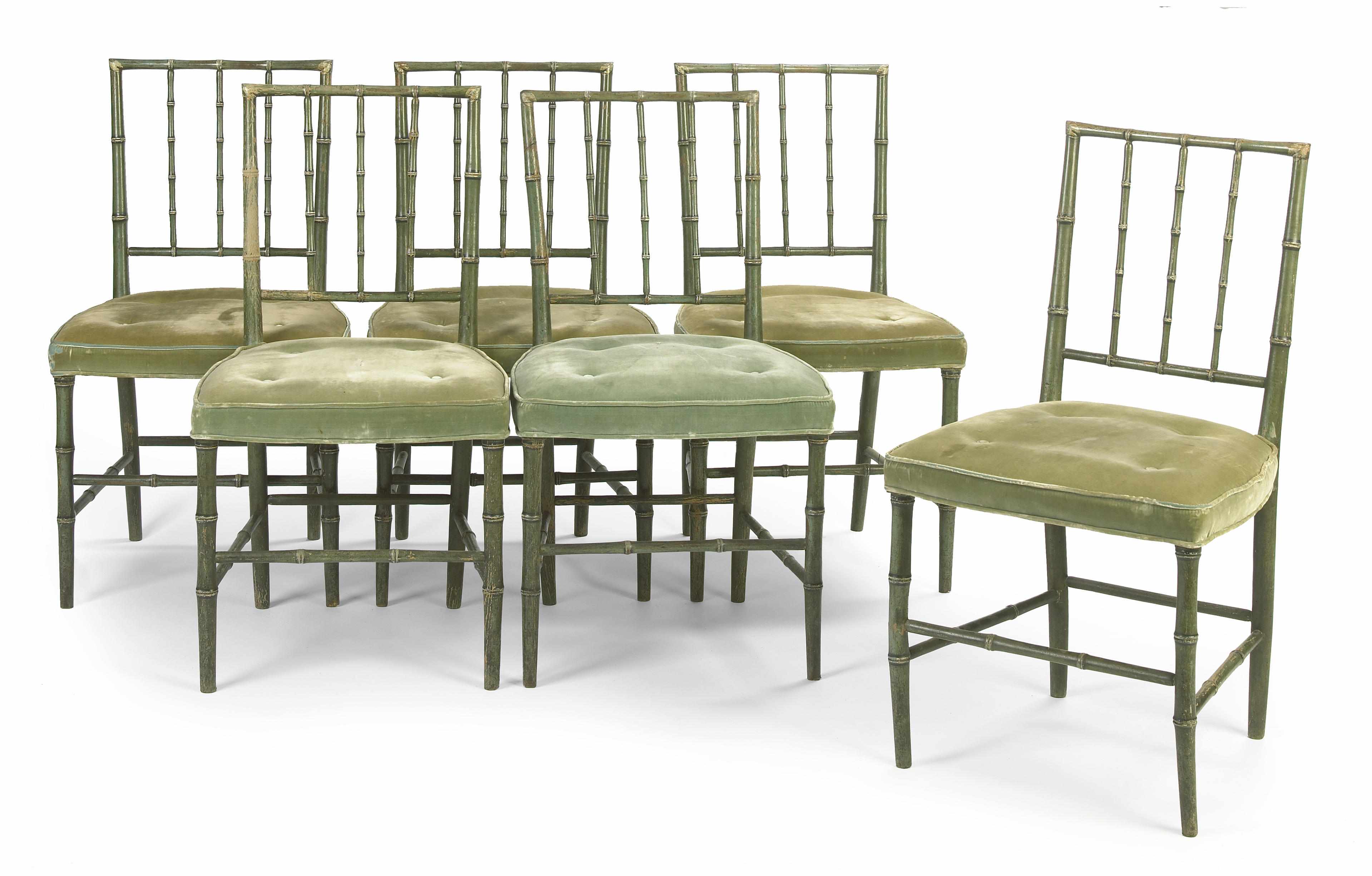 Appraisal: A set of six Regency style paint decorated faux bamboo