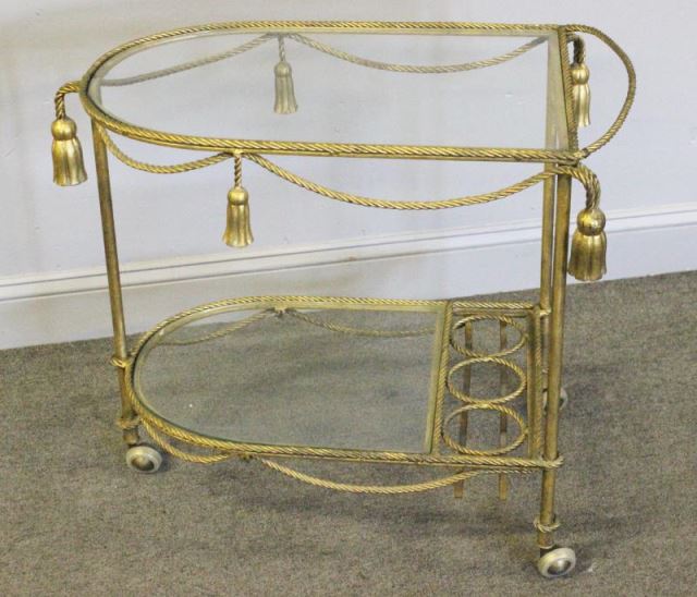 Appraisal: Vintage Gilt Rope and Tassel Form Tea Cart From a