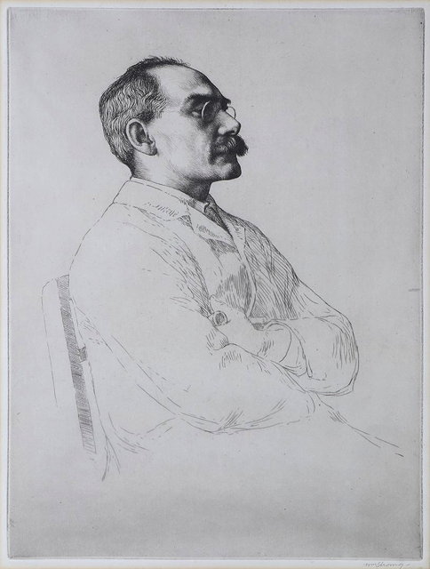 Appraisal: WILLIAM STRANG - Rudyard Kipling etching pencil signed in the