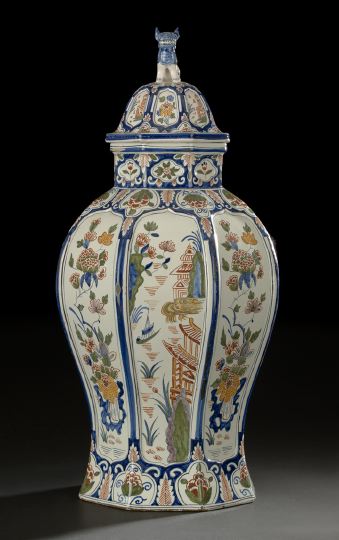 Appraisal: Fine Rare and Large de Lampetkan Works Delft Covered Vase