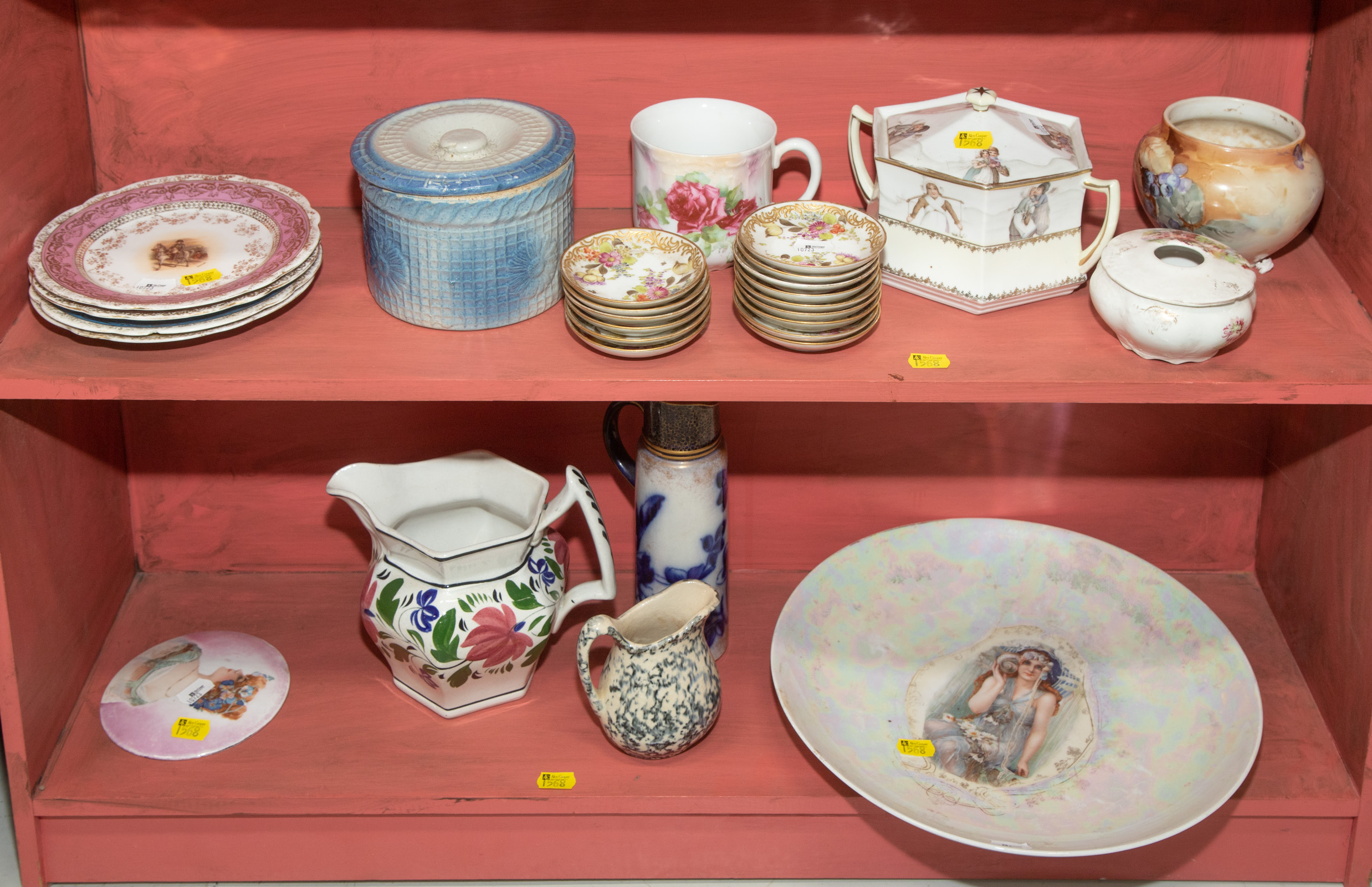 Appraisal: TWO SHELVES OF ASSORTED CERAMICS CHINA Includes Limoges dessert plates