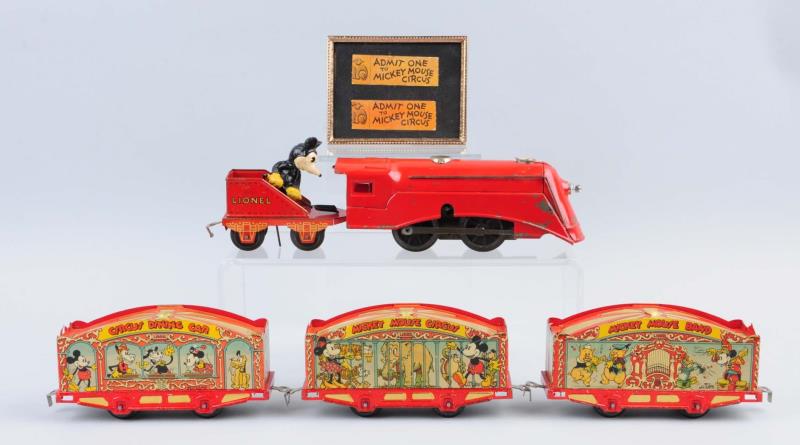 Appraisal: Lionel Walt Disney Mickey Mouse Circus Train Set Pre-war Includes