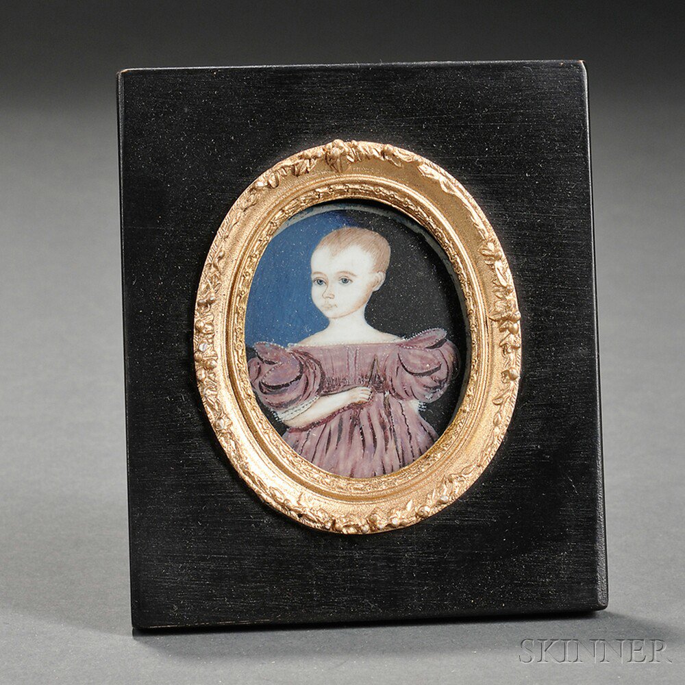 Appraisal: American School th Century Oval Miniature Portrait of a Red-haired