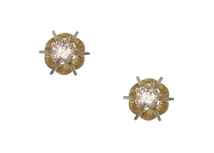 Appraisal: CT DIAMOND STUD EARRINGS K yellow gold butter-cup solitaire earrings