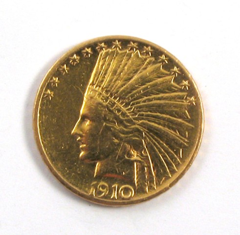 Appraisal: U S TEN DOLLAR GOLD COIN Indian head type -S