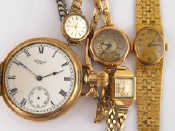 Appraisal: A mixed lot comprising five watches including two carat gold