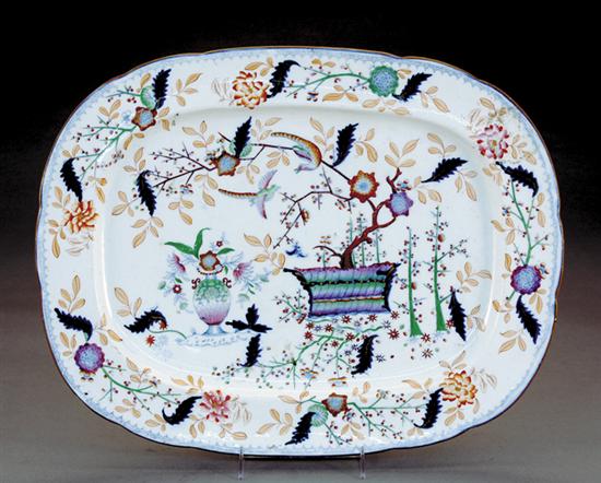 Appraisal: English porcelain serving platter circa rectangular form with hand-painted accents