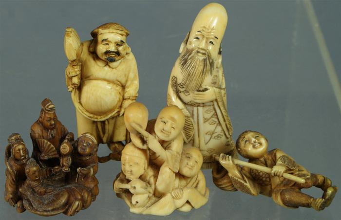 Appraisal: carved ivory figural netsuke tallest Estimate -