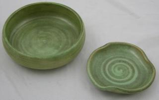 Appraisal: Two Shearwater Pottery Shallow Bowls th c in pale matte