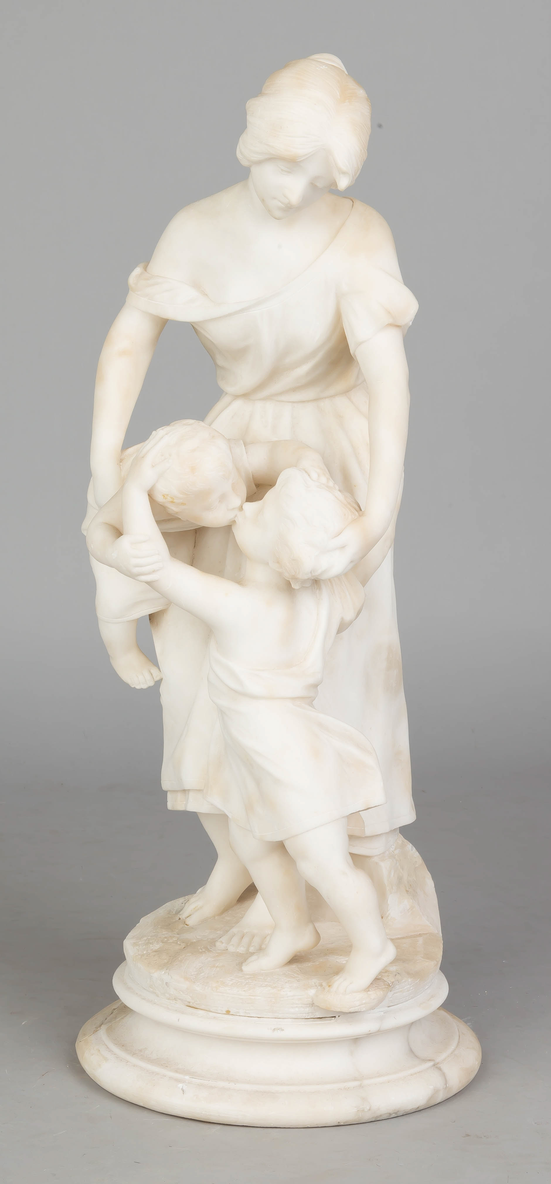 Appraisal: Alabaster Sculpture of A Mother and Two Children th century