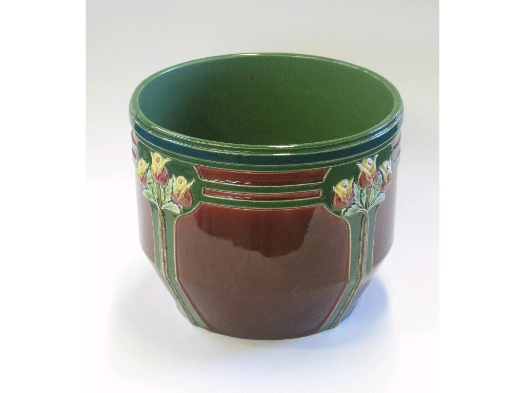 Appraisal: Bretby pottery jardinere with Art Nouveau style rose bud decoration