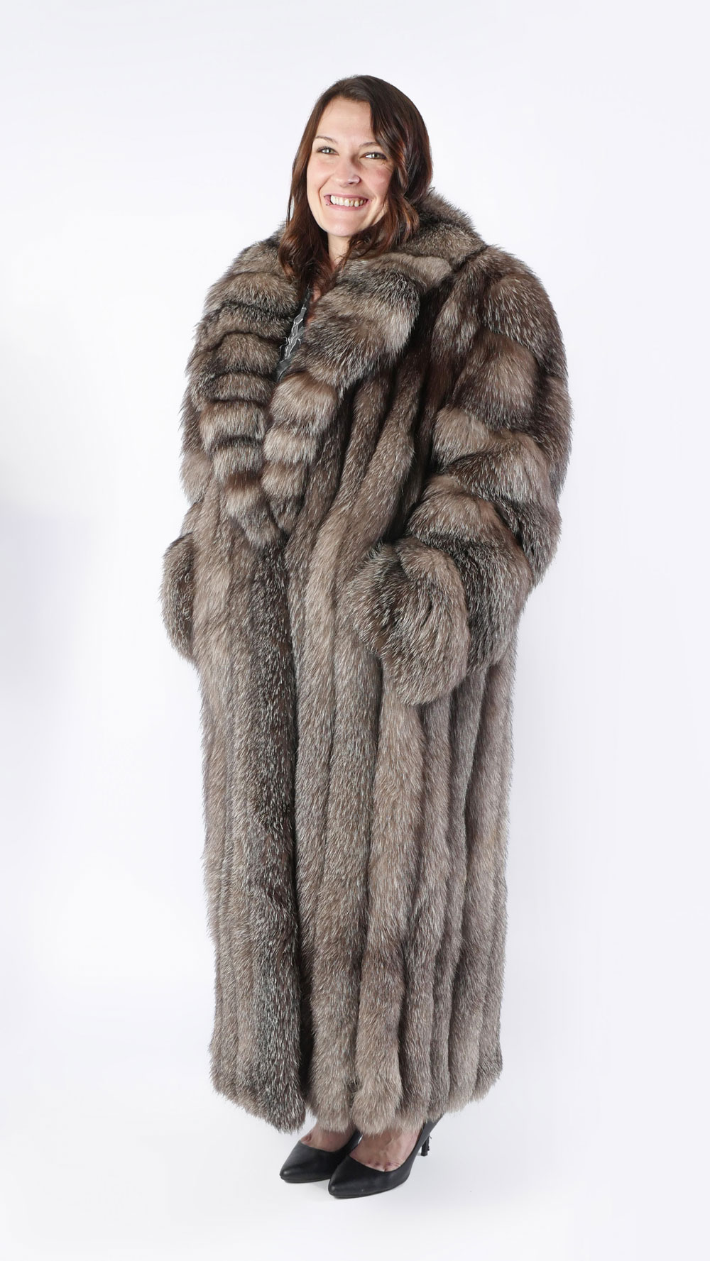 Appraisal: BEAUTIFUL FULL-LENGTH SAGA FOX FUR COAT Lush smoky brown fox