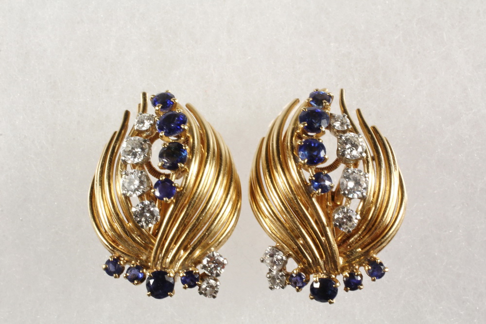 Appraisal: EARRINGS - One Pair of K Yellow Gold Diamond and