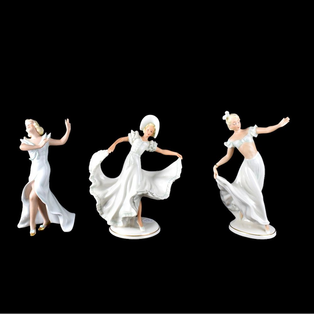 Appraisal: Three Schaubach Kunst Figurines Three Vintage Schaubach Kunst Glazed Porcelain