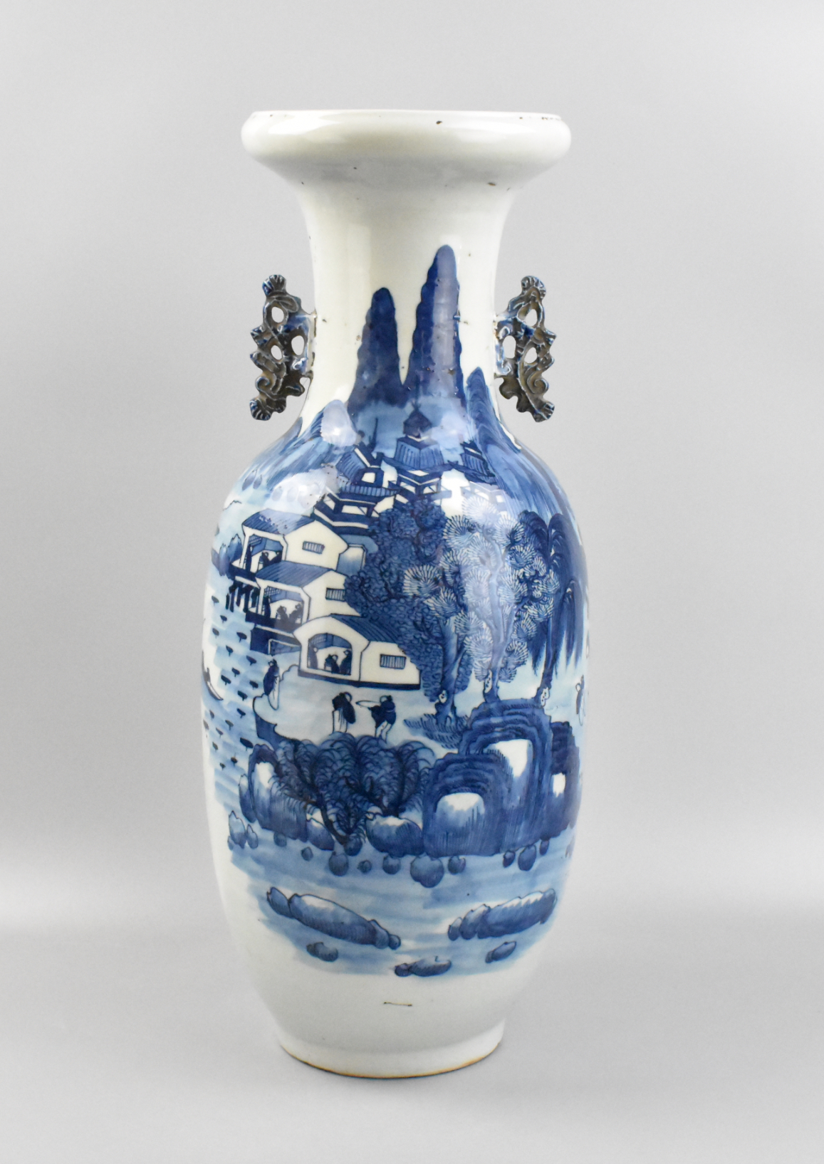 Appraisal: Chinese blue white vase with landscape dating from the th