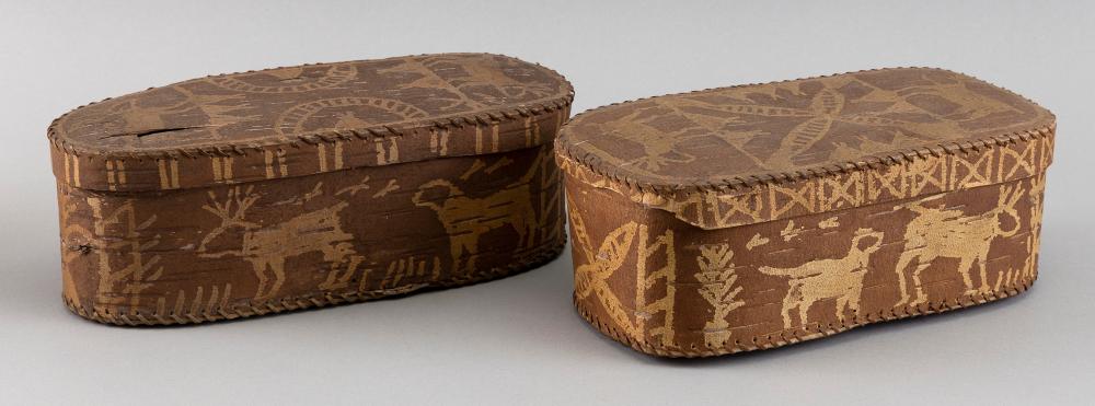 Appraisal: TWO BIRCH BARK BOXES TH CENTURY LENGTHS AND TWO BIRCH