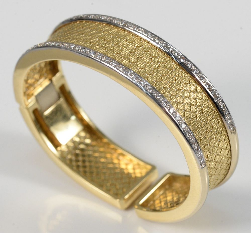 Appraisal: Karat Bangle Bracelet in Gold and White Gold woven style