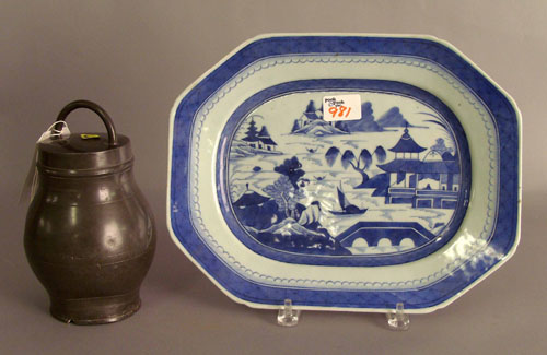 Appraisal: Chinese export platter l together with a pewter jug with