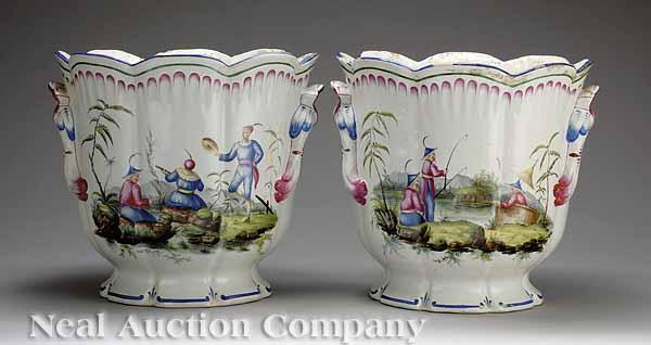 Appraisal: A Pair of Large French Fa ence Jardini res th