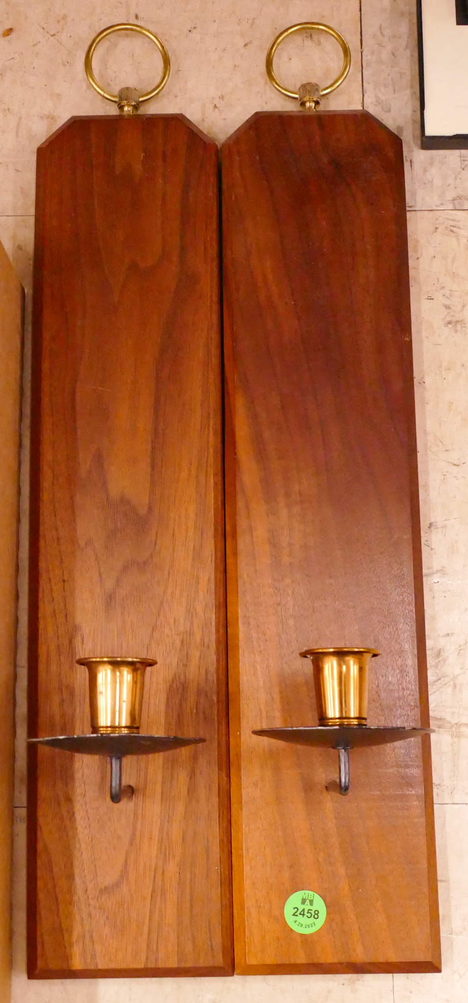 Appraisal: Pair Midcentury Wall Candle Sconces- ''