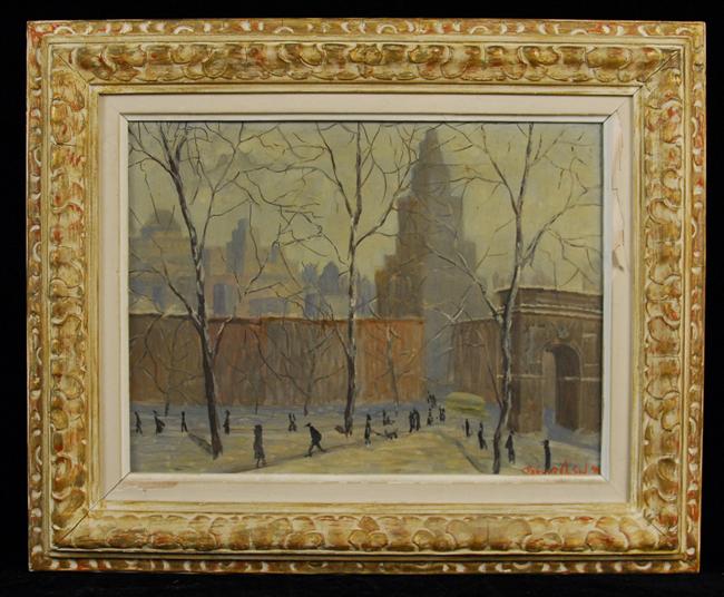 Appraisal: RAGNAR OLSON American - WASHINGTON SQUARE oil on canvas signed