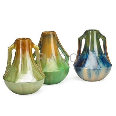 Appraisal: FULPER Three tapering vases flambe glazes Flemington NJ - Raised