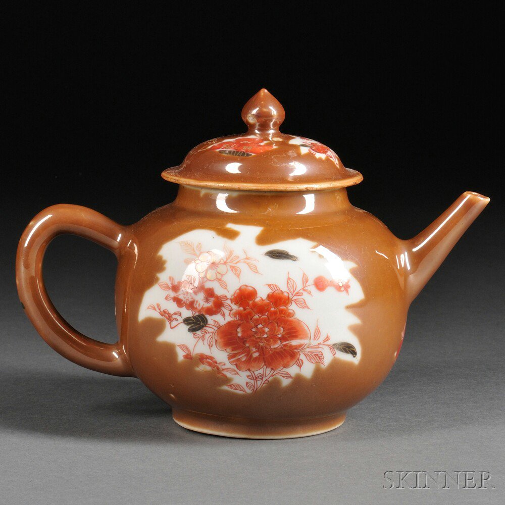 Appraisal: Chinese Export Porcelain Batavia Ware Covered Teapot late th century