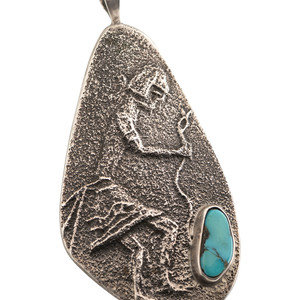 Appraisal: Preston Monongye Mission Adopted-Hopi - Tufa Cast Silver and Turquoise