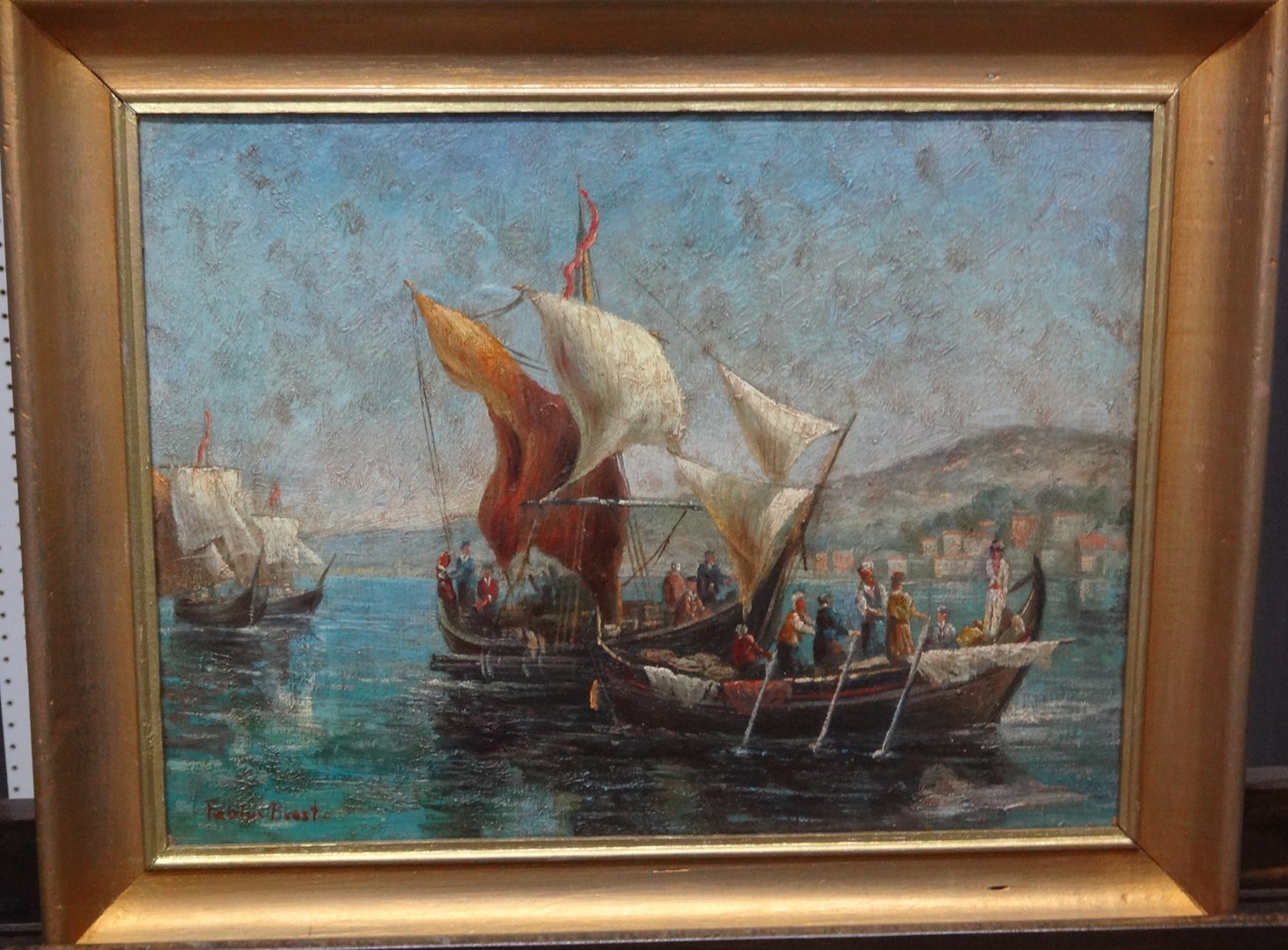 Appraisal: Continental School th th century Turkish boats Bireme oil on