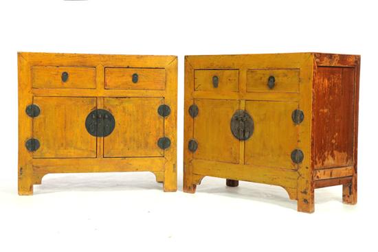 Appraisal: PAIR OF CABINETS China late th century elm Patinated surface