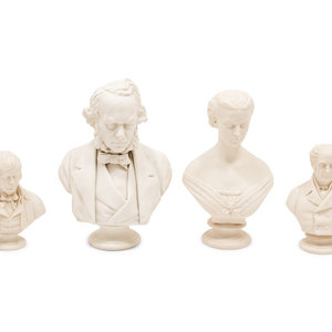 Appraisal: A Group of Parian Ware Busts comprising of a Copeland