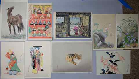 Appraisal: NINE MODERN JAPANESE PRINTS OF FEMININE INTEREST including prints of