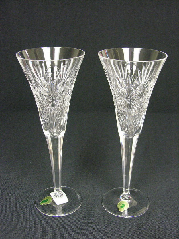 Appraisal: PAIR WATERFORD MILLENNIUM HEALTH TOASTING FLUTES Size Condition No Damage